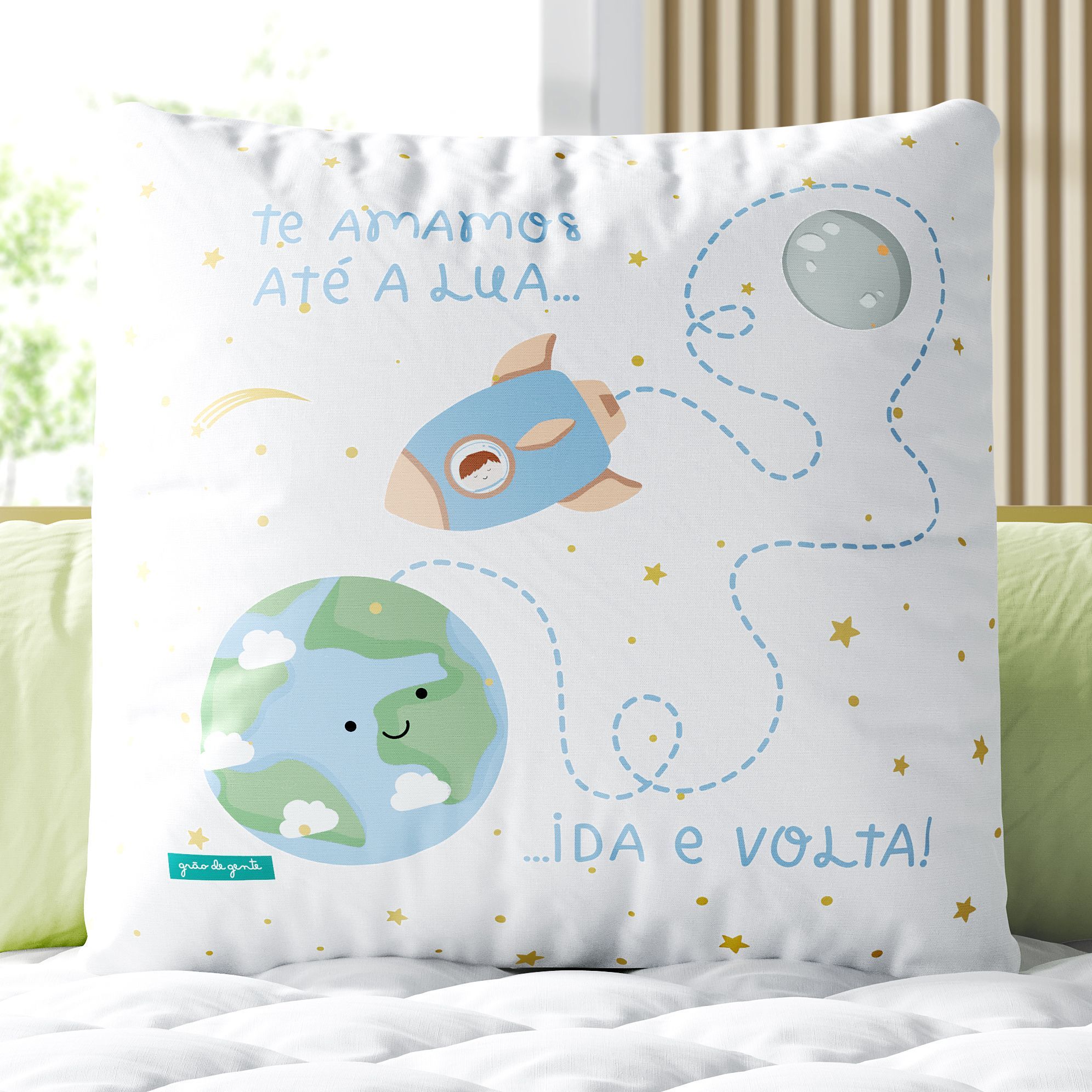Quarto de Bebê Completo Astronauta Patchwork Azul 17 Peças