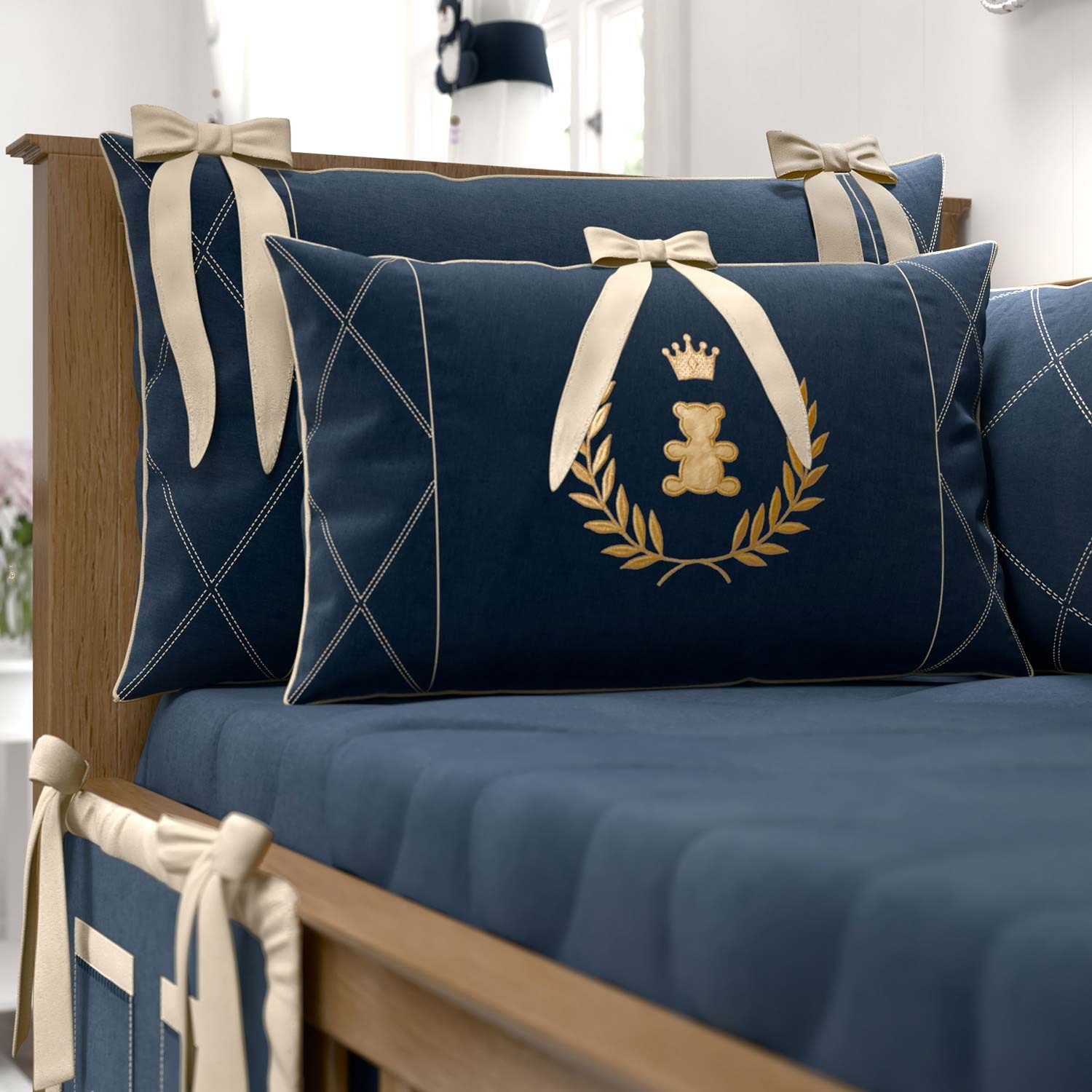 Quarto de Bebê Completo Realeza Azul Marinho 20 Peças