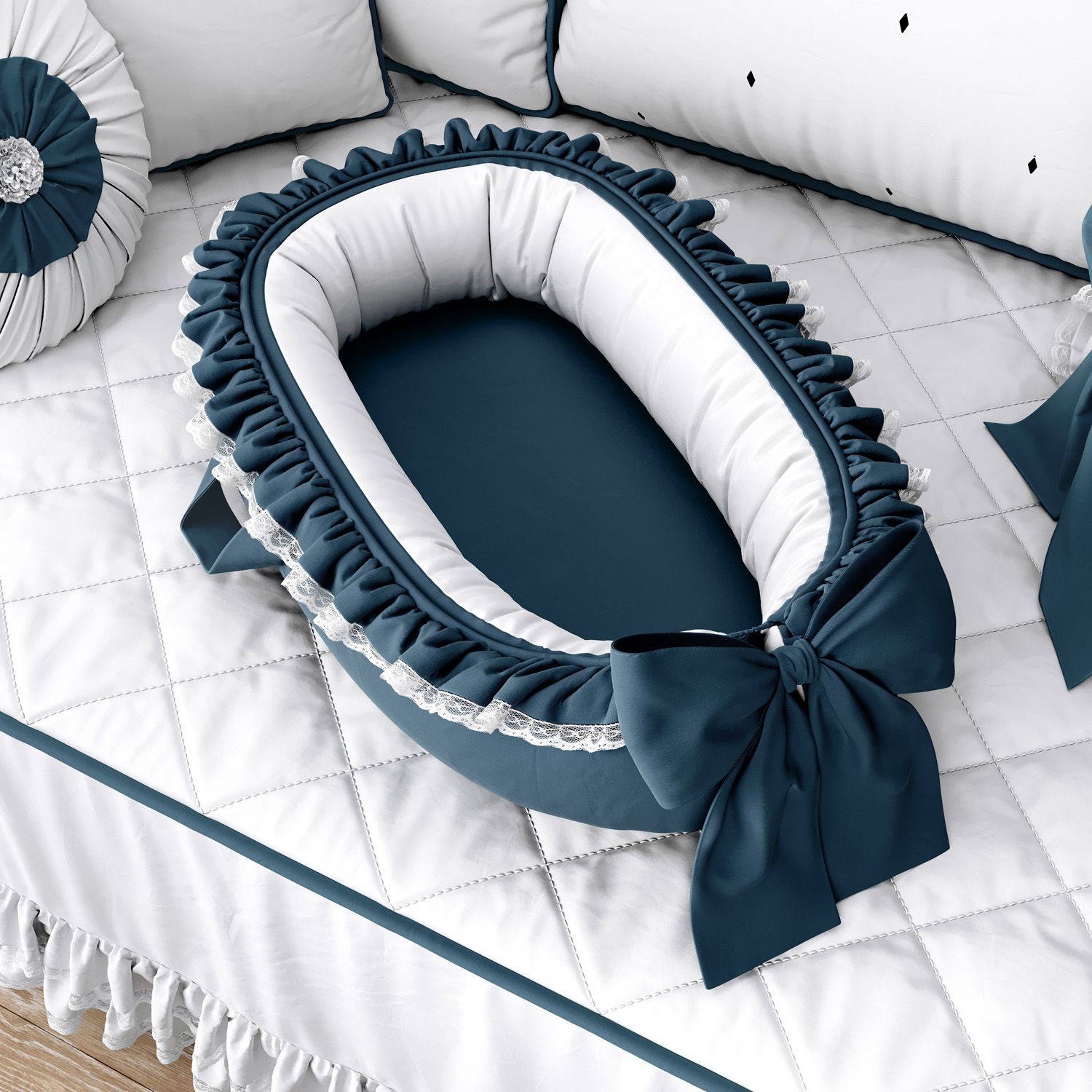 Quarto de Bebê Completo Realeza Azul Marinho 20 Peças