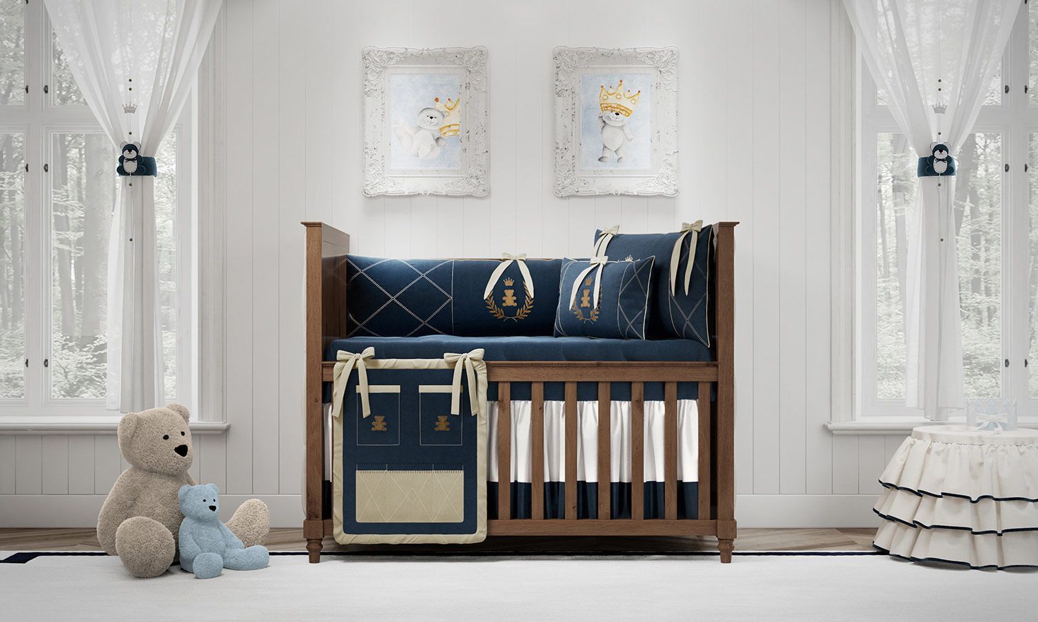 Quarto de Bebê Completo Realeza Azul Marinho 20 Peças