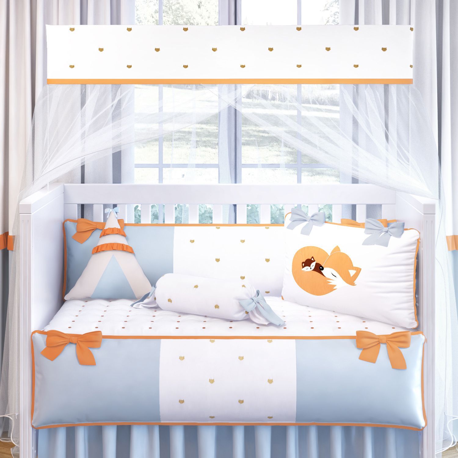 Quarto de Bebê Completo Raposinha Laranja 20 Peças