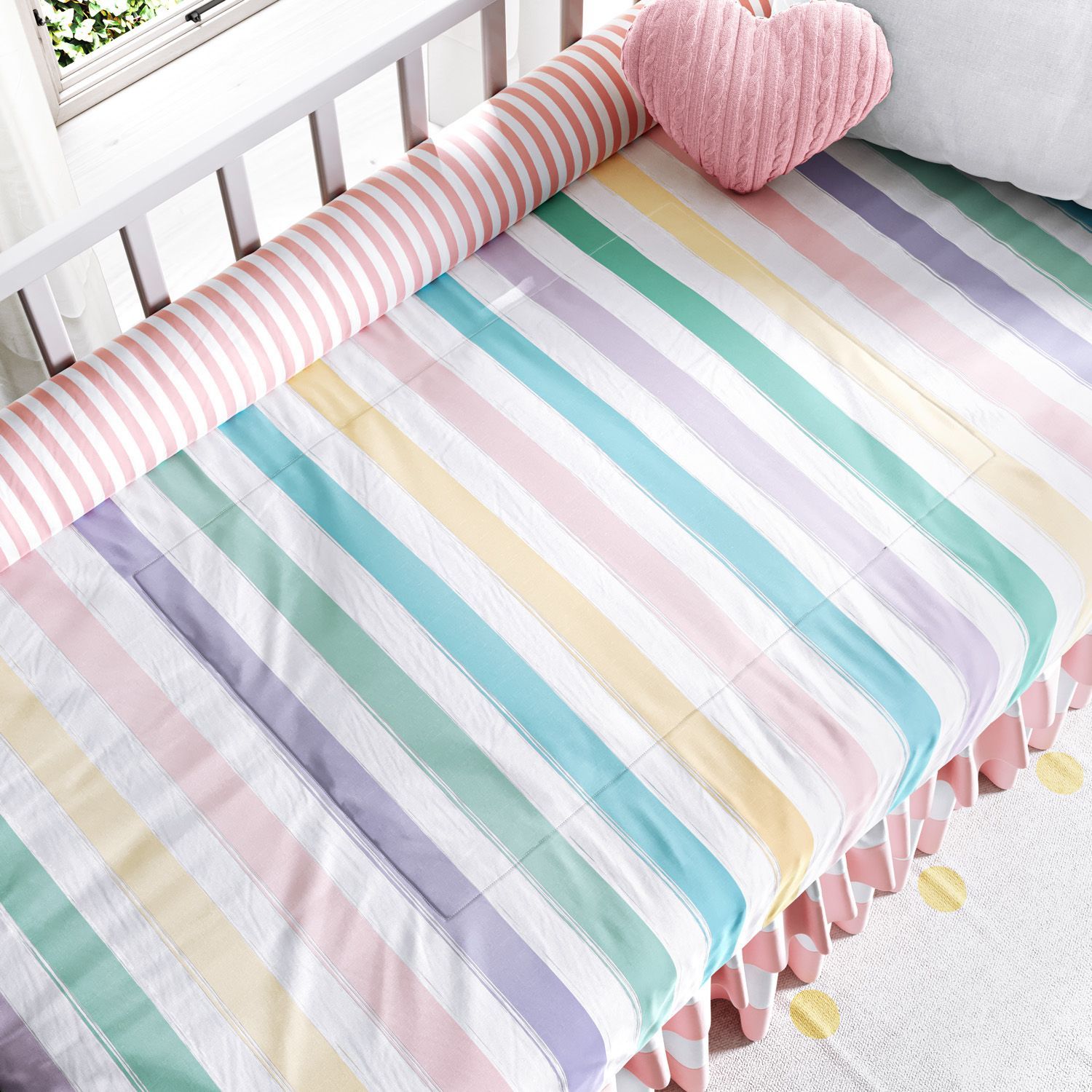 Quarto de Bebê Completo Arco-íris Patchwork 23 Peças