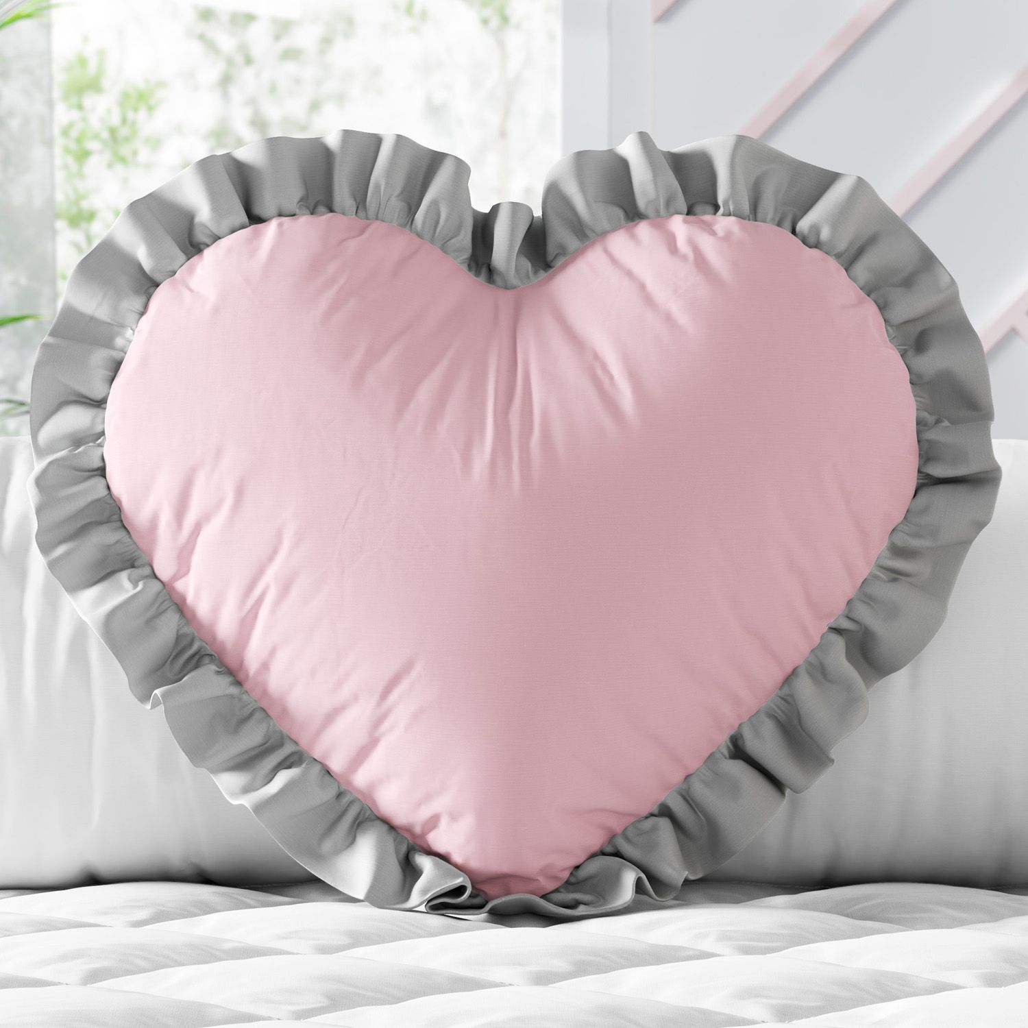 Quarto de Bebê Completo Trança Nuvem Coração Rosa 16 Peças