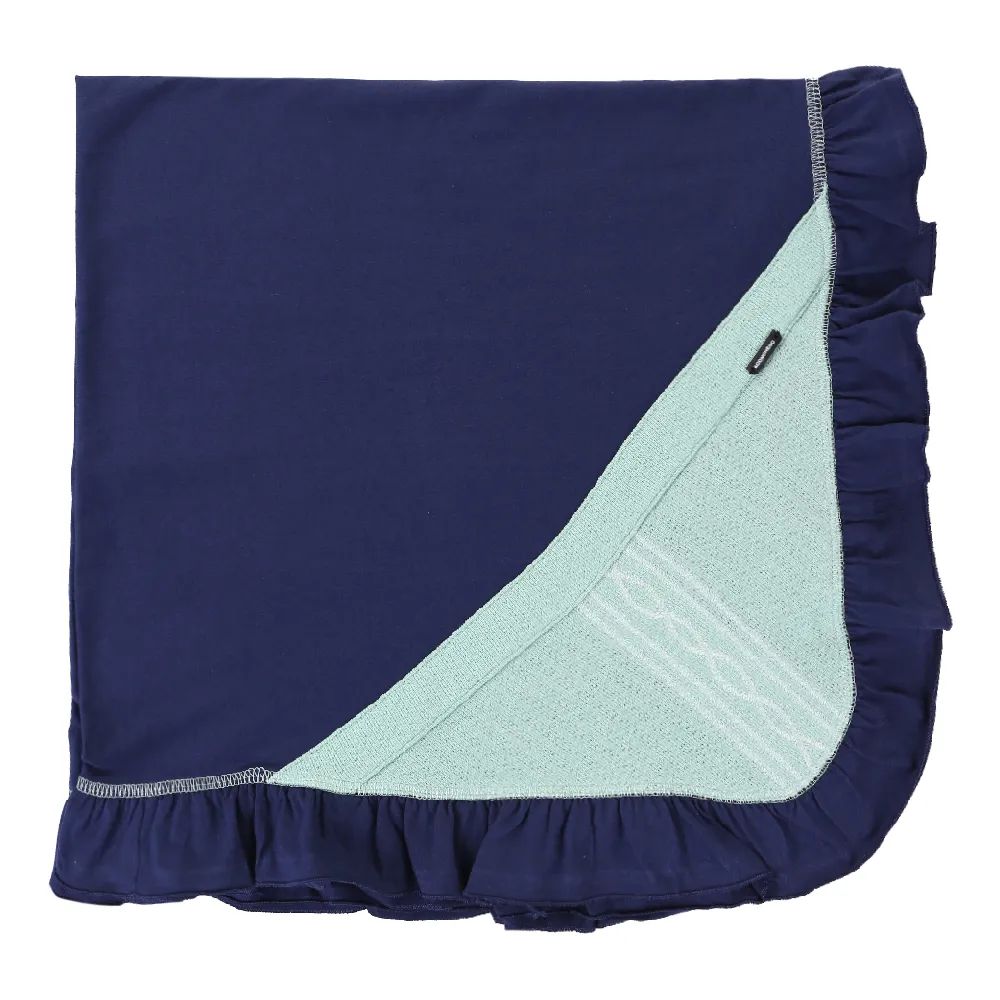 Saída de Maternidade Aconchego do Bebê com Pé Bordado Azul Marinho e Verde