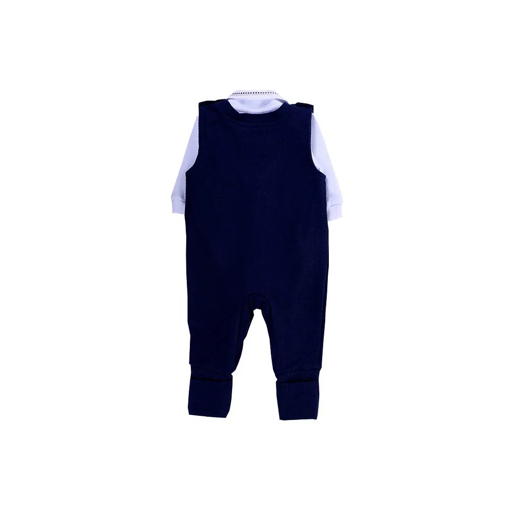 Saída de Maternidade Aconchego do Bebê com Gola Bordada Azul Marinho