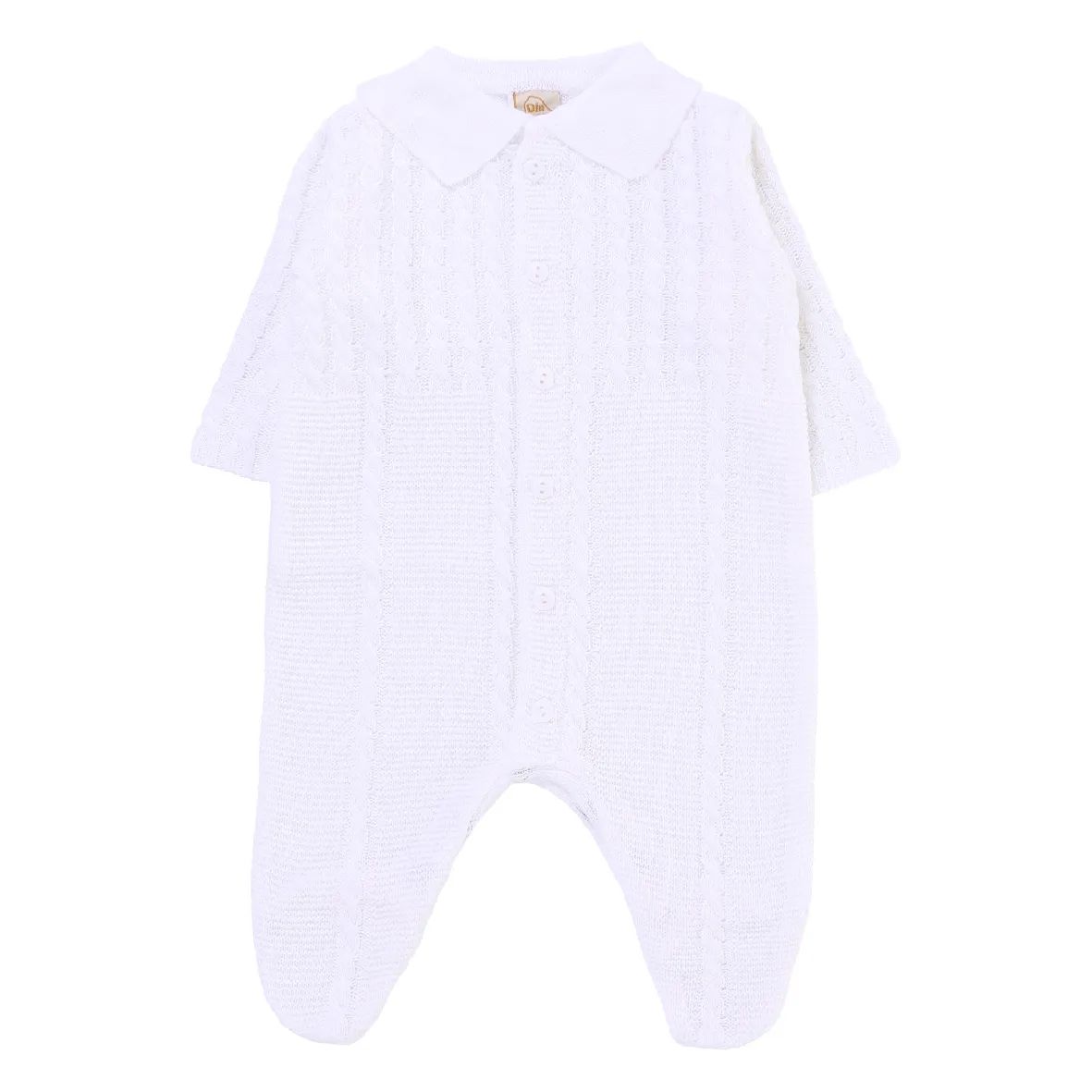 Saída Maternidade Din Don Trançado com Botões Branco