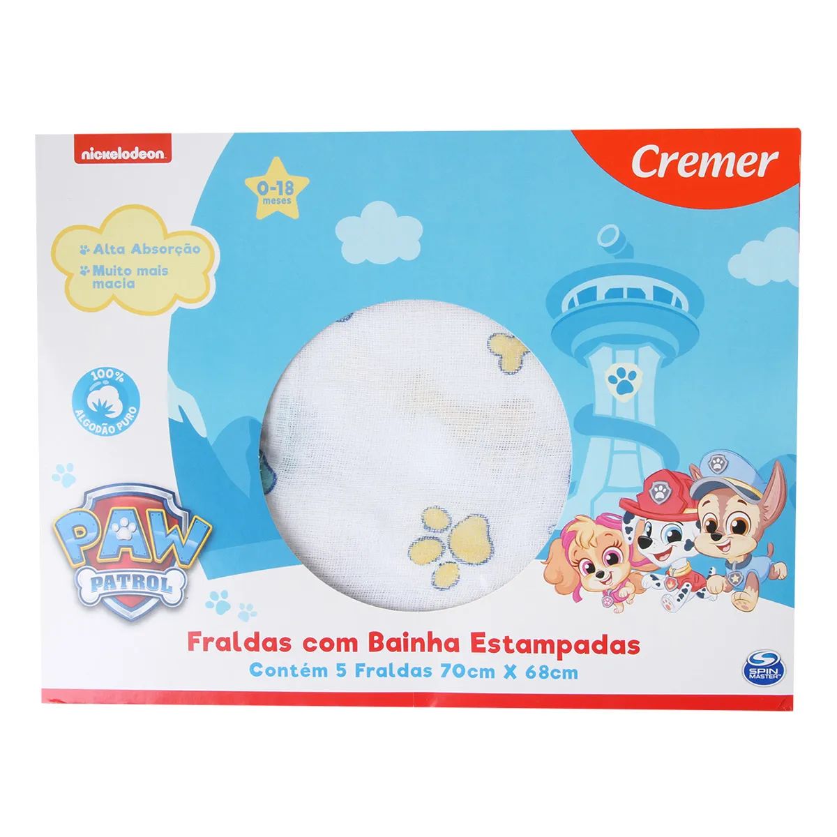 Fralda Luxo Cremer Estampa Patrulha Canina 5 Unidades