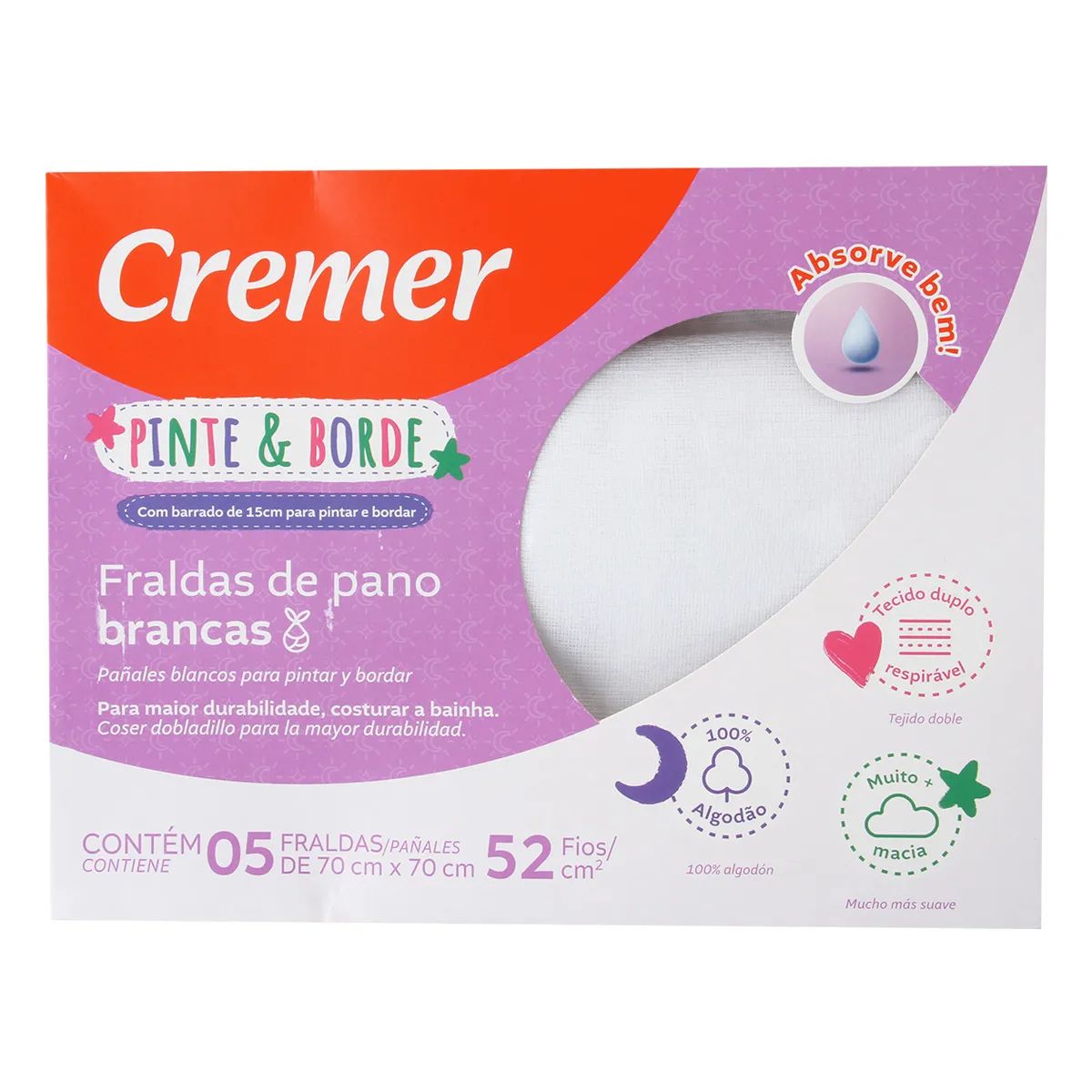 Kit Fralda Cremer Pinte E Borde Luxo Com 5 Unidades