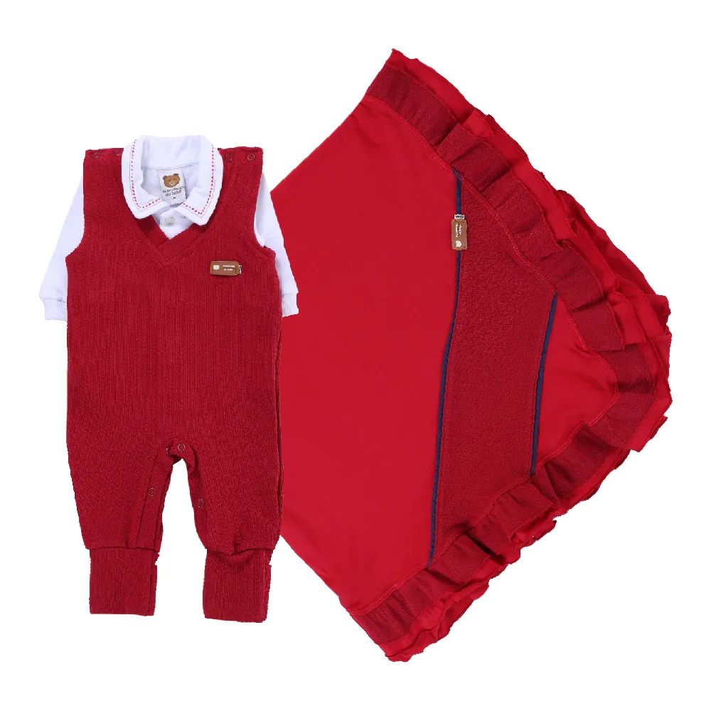 Saída de Maternidade Aconchego do Bebê com Gola Bordada Azul Marinho