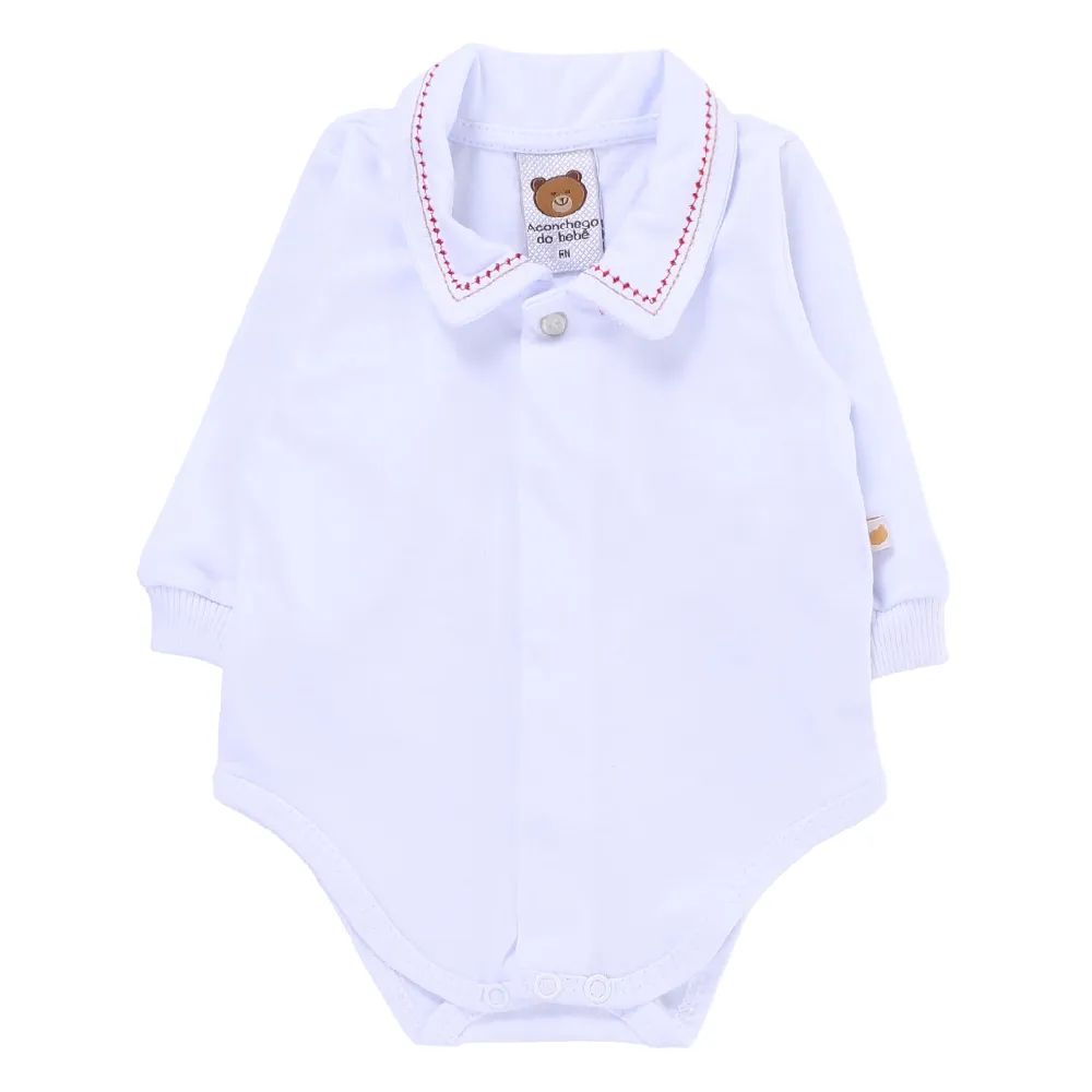 Saída de Maternidade Aconchego do Bebê com Gola Bordada Azul Marinho