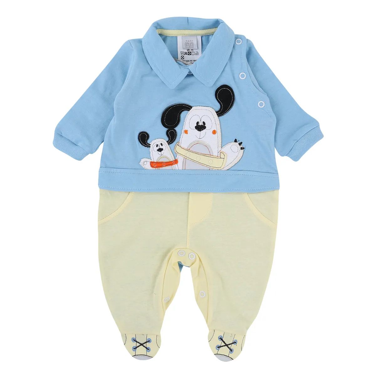 Saída Maternidade Baby Gijo em Meia Malha Dog Verde 2 Peças