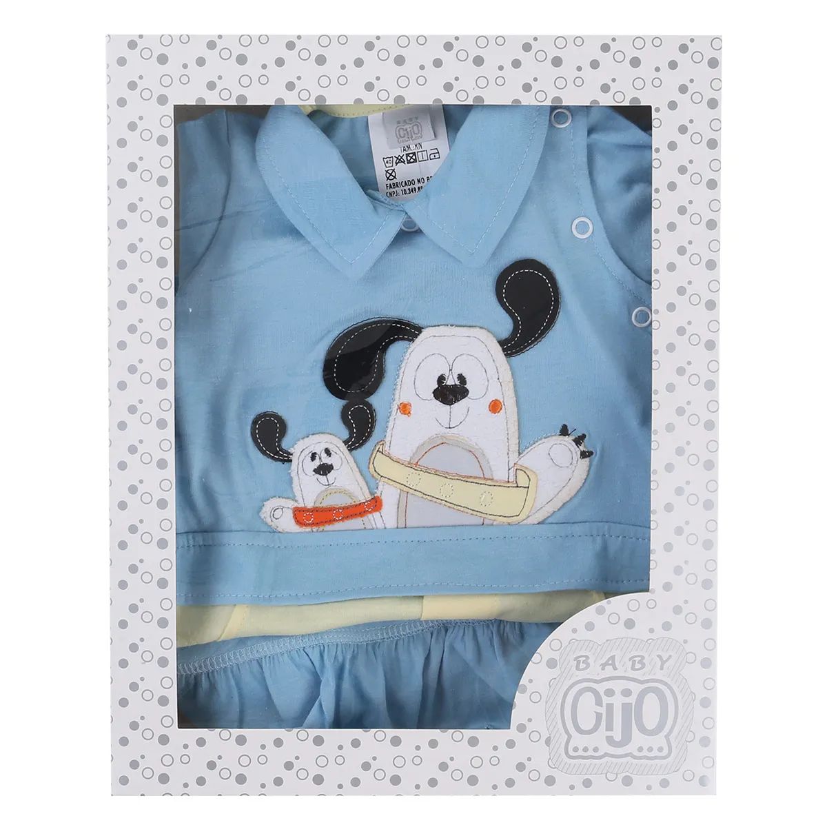 Saída Maternidade Baby Gijo em Meia Malha Dog Verde 2 Peças