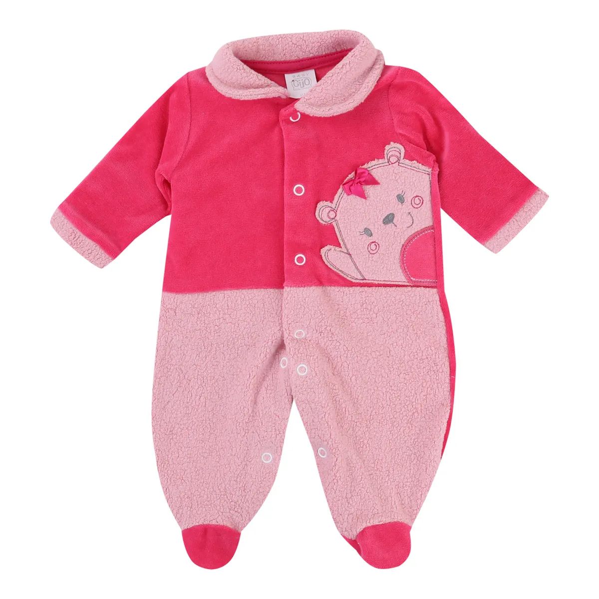 Saída Maternidade Baby Gijo Plush Bordado Ursinha + Manta Pink