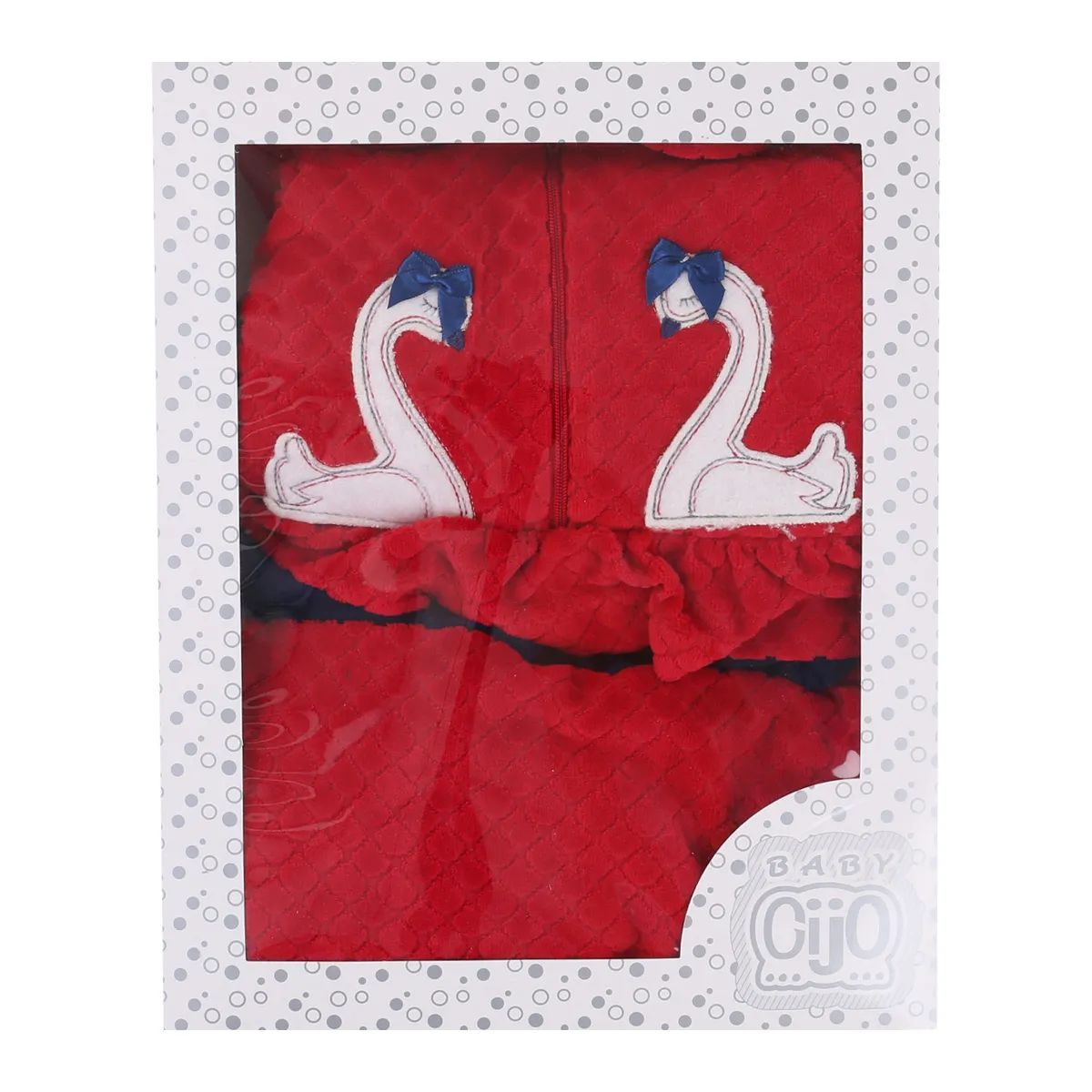 Saída Maternidade Baby Gijo Plush Bordado Cisnes + Manta Salmão