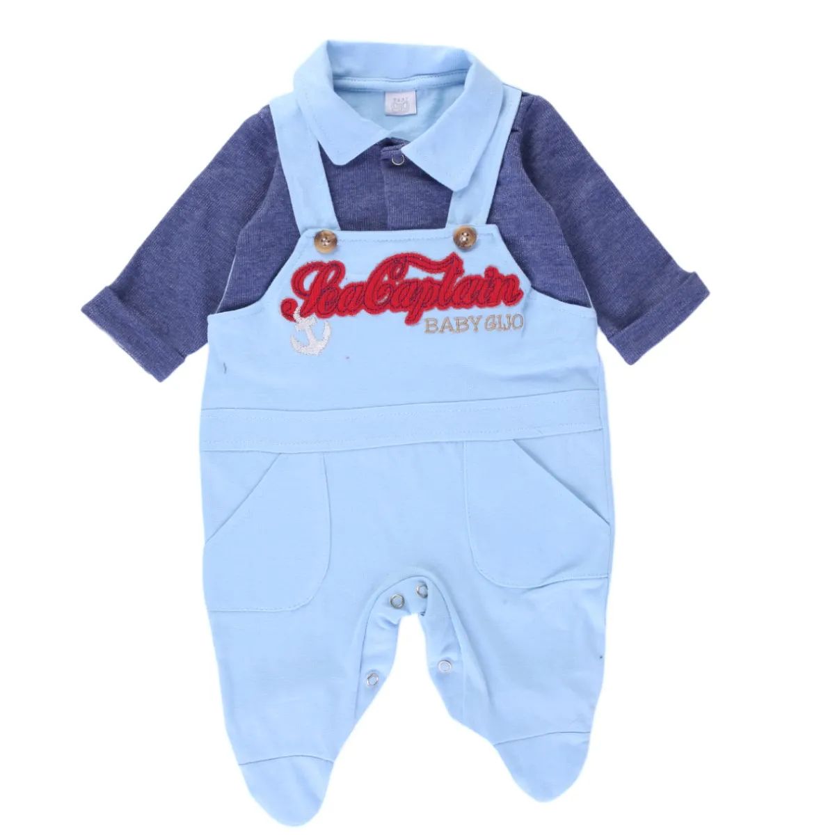 Saída De Maternidade Baby Gijo Jardineira Sea Captain