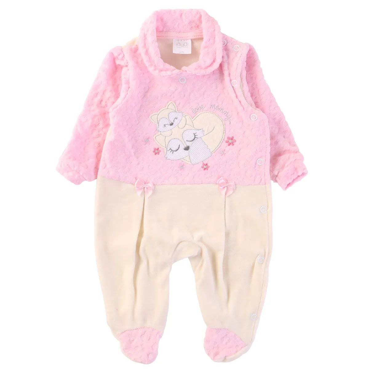 Saída Maternidade Baby Gijo Em Plush Estampa Raposa Off White