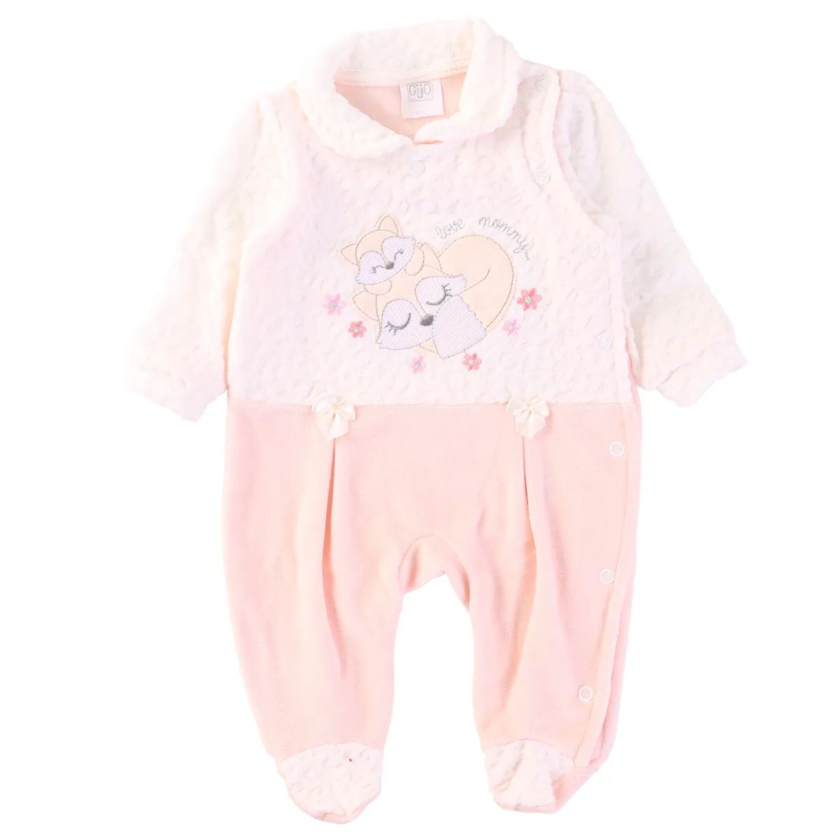 Saída Maternidade Baby Gijo Em Plush Estampa Raposa Off White