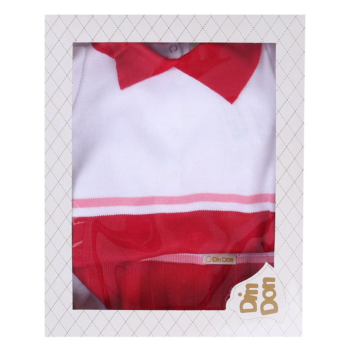 Saída Maternidade Din Don Linha Nanda Branco e Vermelho