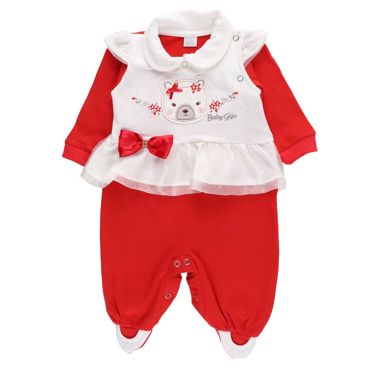 Saída Maternidade Baby Gijio Ursa Laço Vermelho