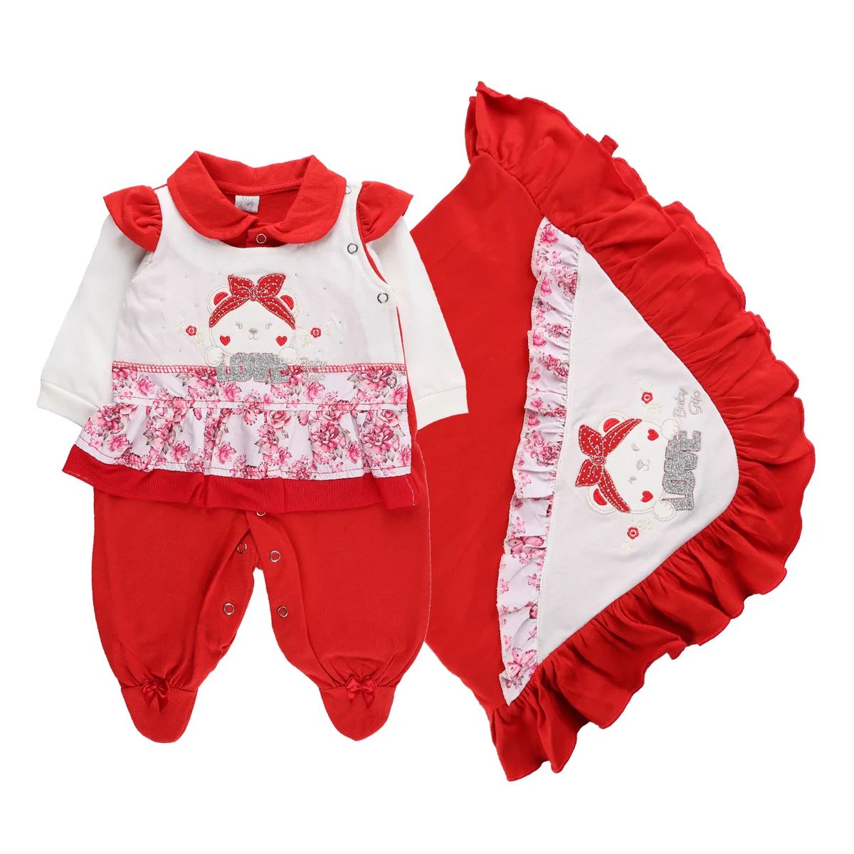 Saída Maternidade Baby Gijio Ursa Love Vermelho