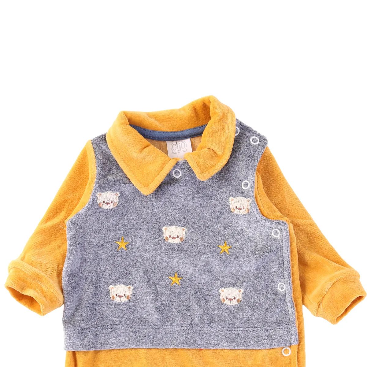 Saída Maternidade Baby Gijo Plush Ursinho Com Estrelas Mostarda