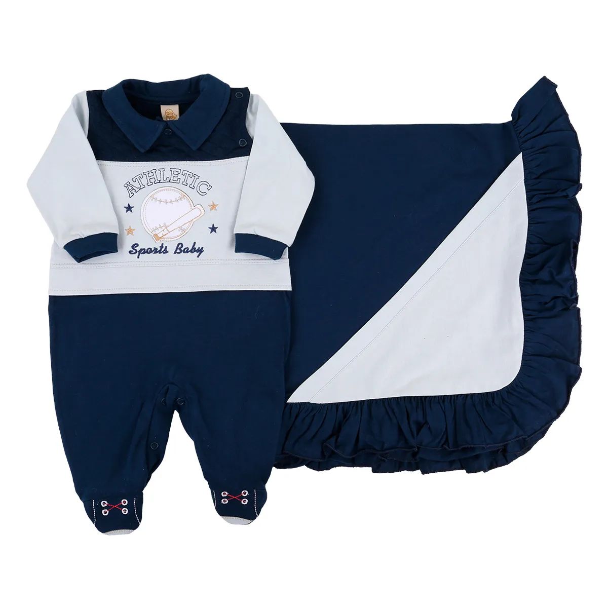 Saída Maternidade Din Don Bordado Sports Baby Azul Marinho