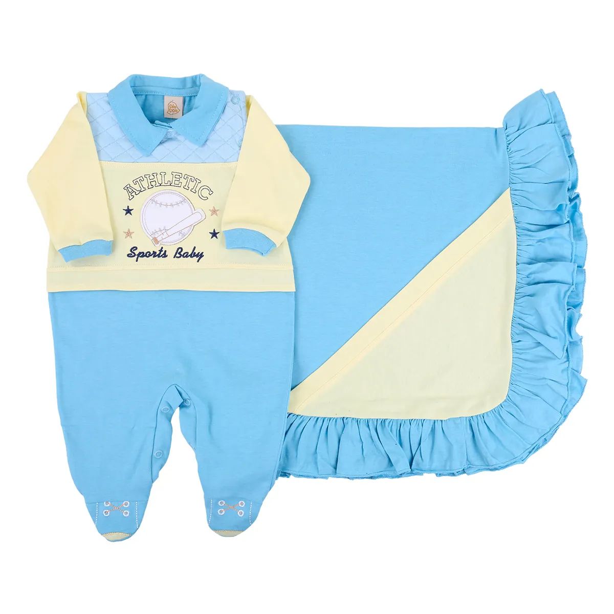 Saída Maternidade Din Don Bordado Sports Baby Azul Marinho