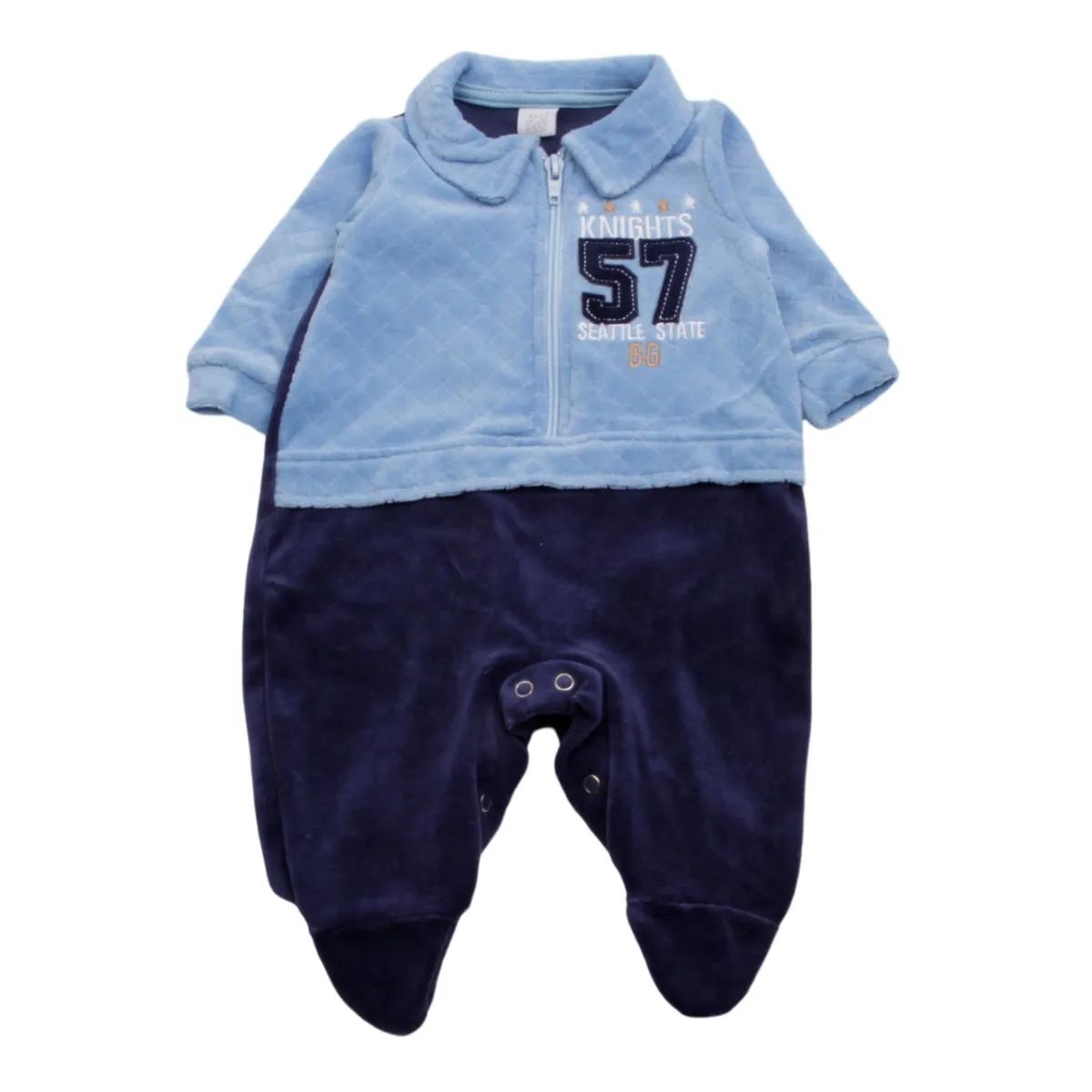 Saída Maternidade Baby Gijo Em Plush Com Zíper Azul Claro