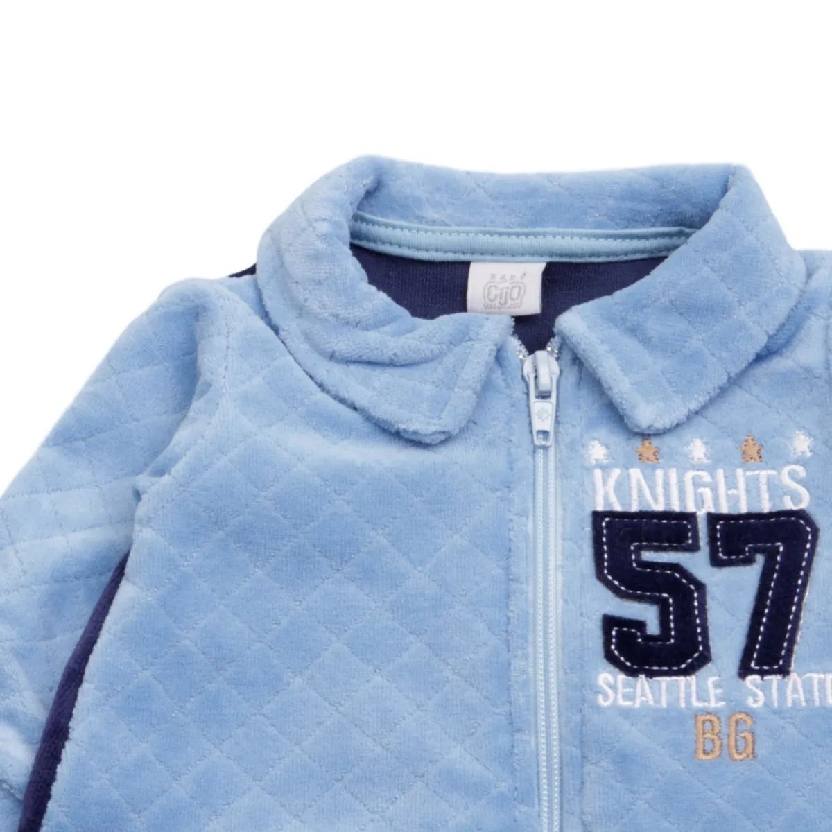 Saída Maternidade Baby Gijo Em Plush Com Zíper Azul Claro