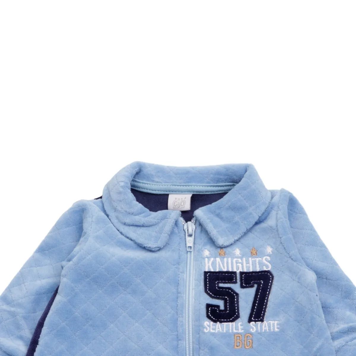 Saída Maternidade Baby Gijo Em Plush Com Zíper Azul Claro