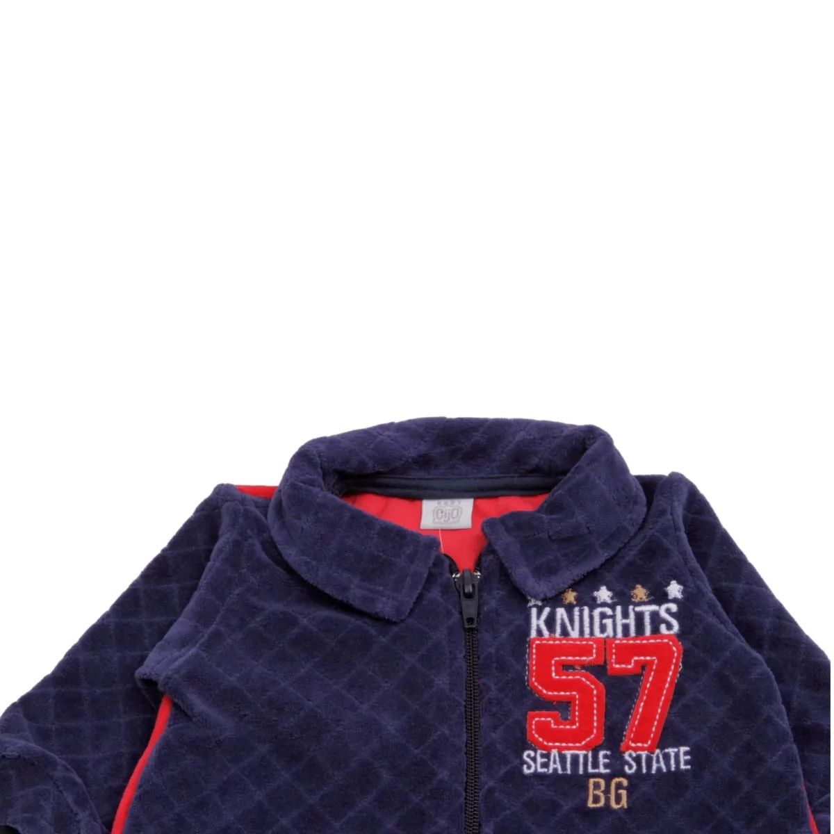 Saída Maternidade Baby Gijo Em Plush Com Zíper Azul Claro