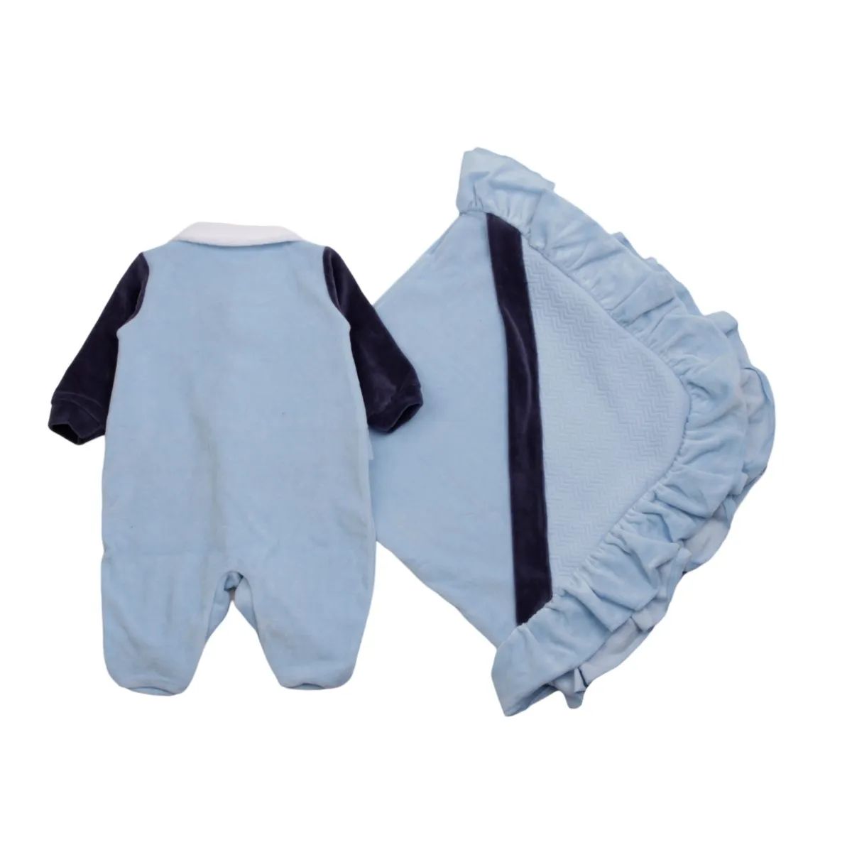 Saída Maternidade Baby Gijo Em Plush Bordado Leão Azul Marinho