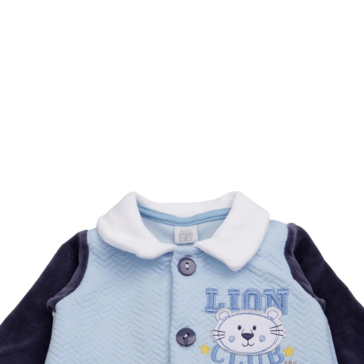 Saída Maternidade Baby Gijo Em Plush Bordado Leão Azul Marinho