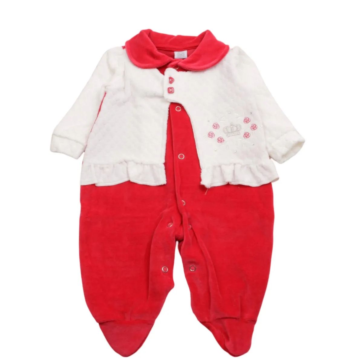 Saída Maternidade Baby Gijo Em Plush Flores Vermelho
