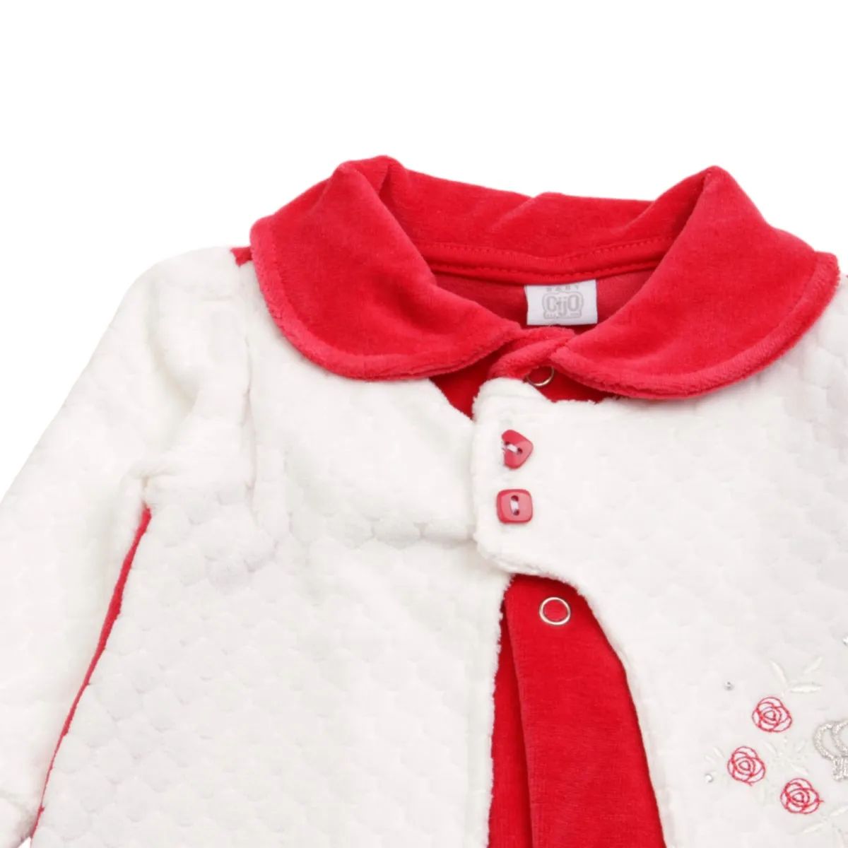 Saída Maternidade Baby Gijo Em Plush Flores Vermelho