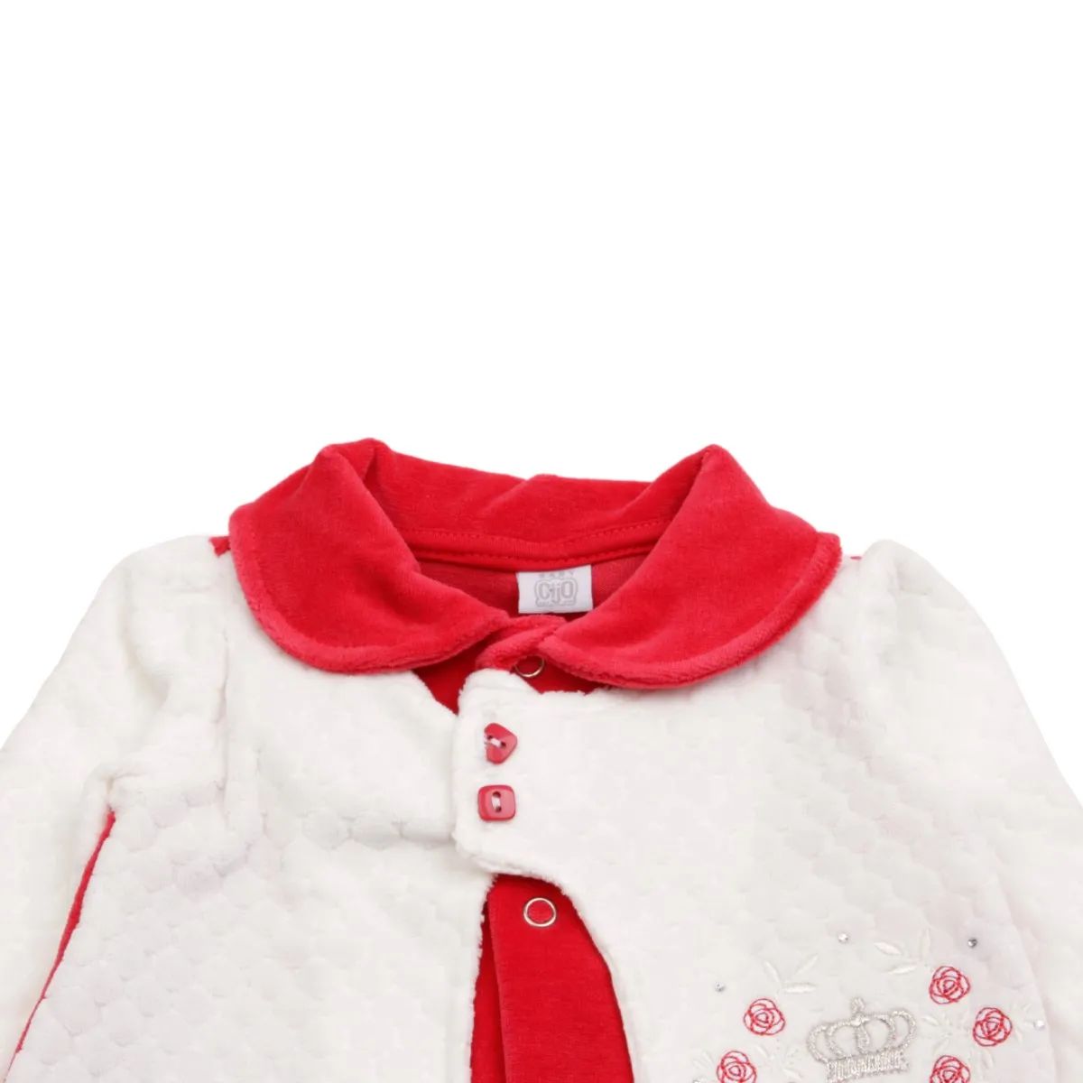 Saída Maternidade Baby Gijo Em Plush Flores Vermelho