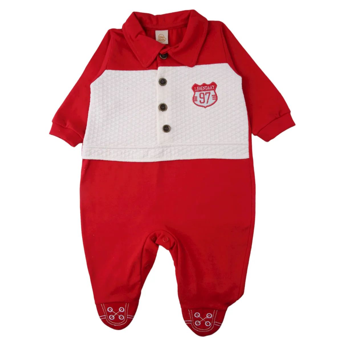 Saída de Maternidade Din Don Bordado Brasão Vermelho