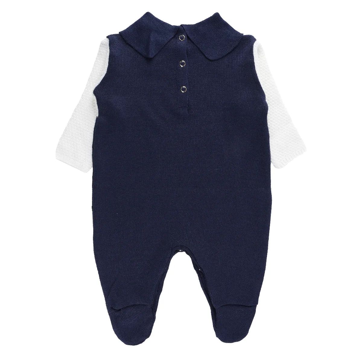 Saída Maternidade Din Don em Linho com Pala Trançada Azul Marinho