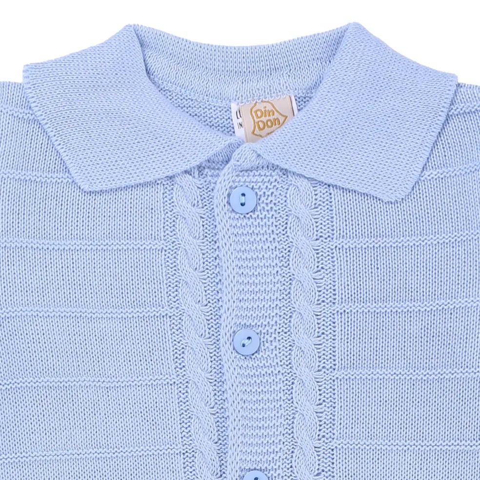 Saída Maternidade Din Don Trançada com Botões Azul Marinho