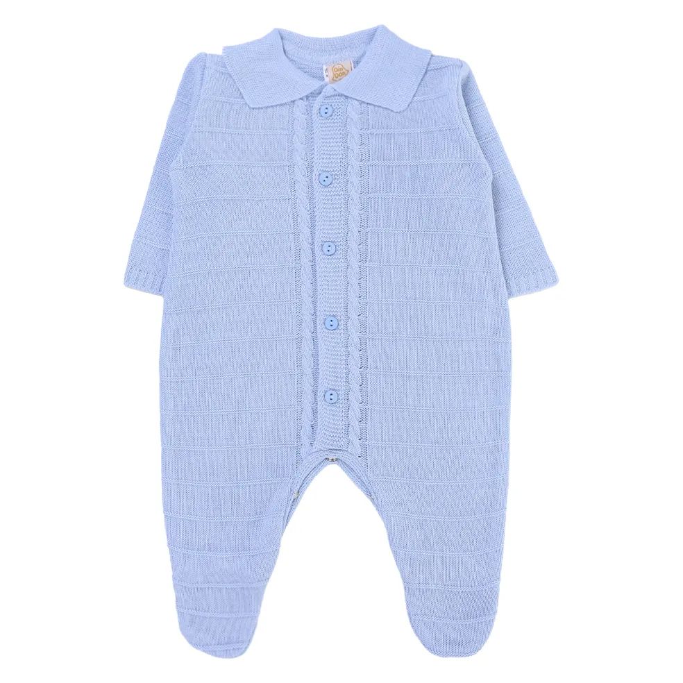 Saída Maternidade Din Don Trançada com Botões Azul Marinho