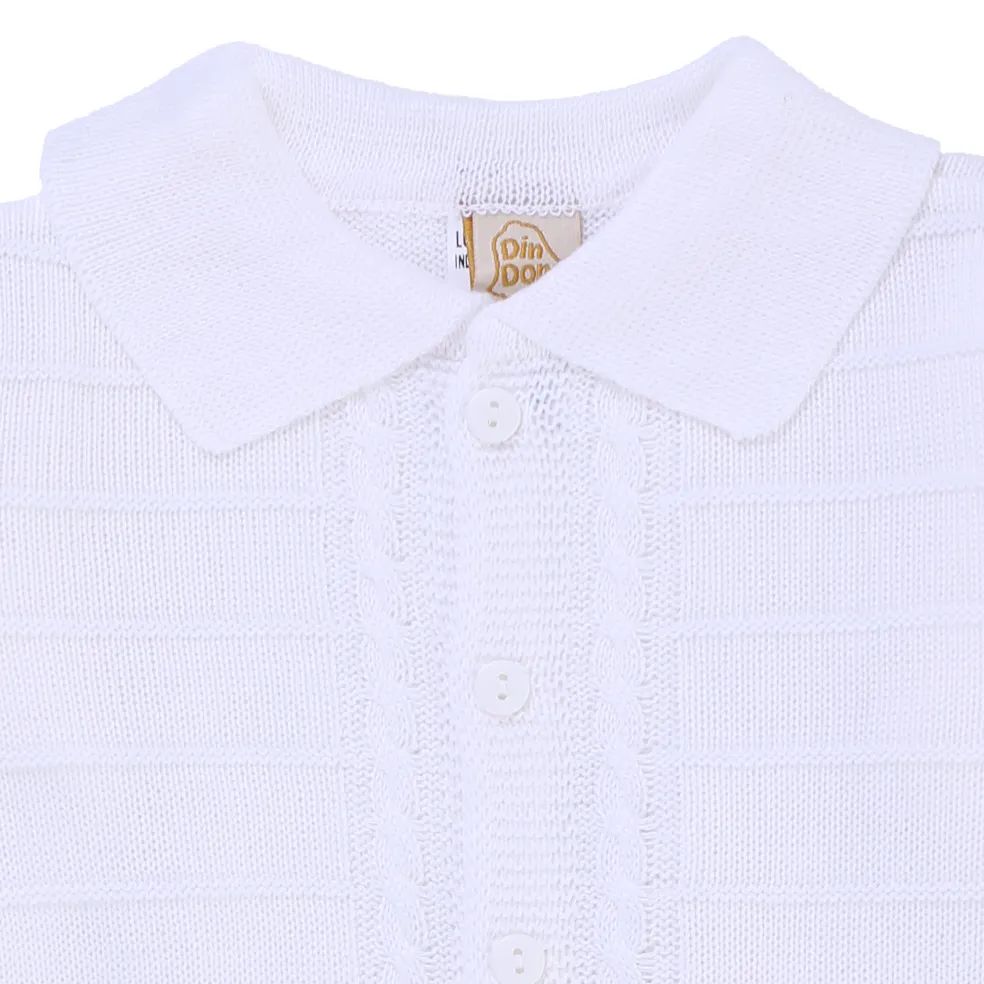 Saída Maternidade Din Don Trançada com Botões Azul Marinho