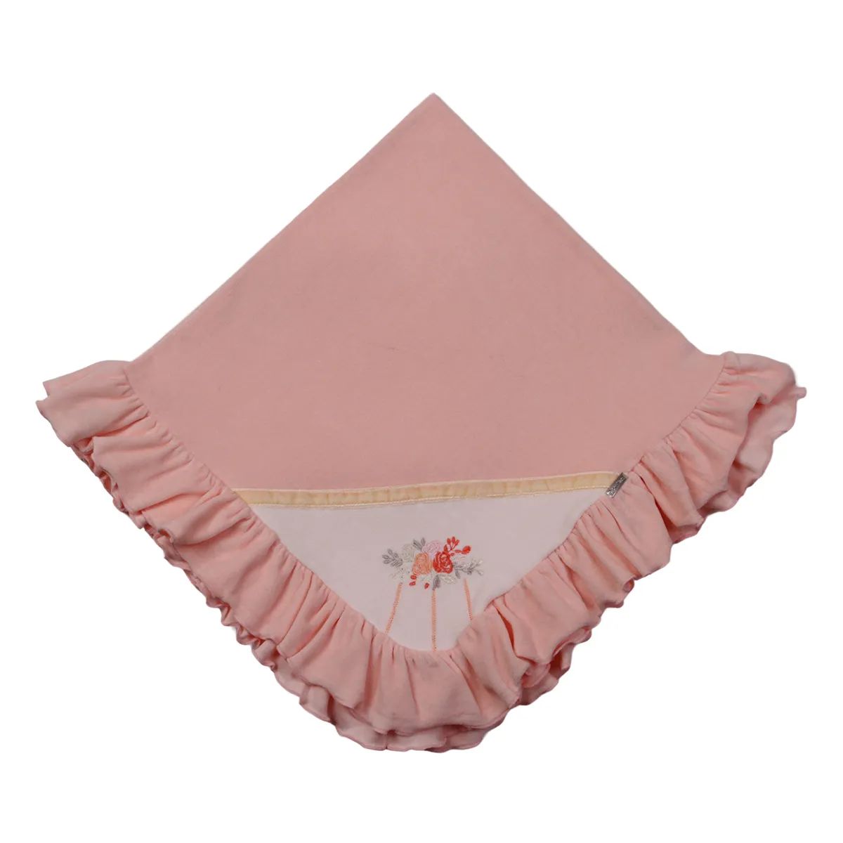 Saída Maternidade Din Don Detalhe Flor Bordada com Renda Salmão