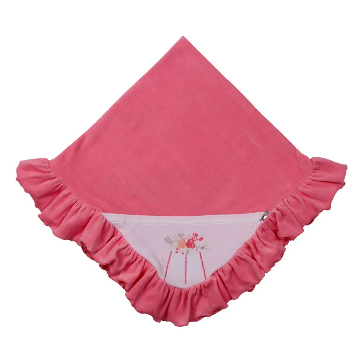 Saída Maternidade Din Don Detalhe Flor Bordada com Renda Salmão