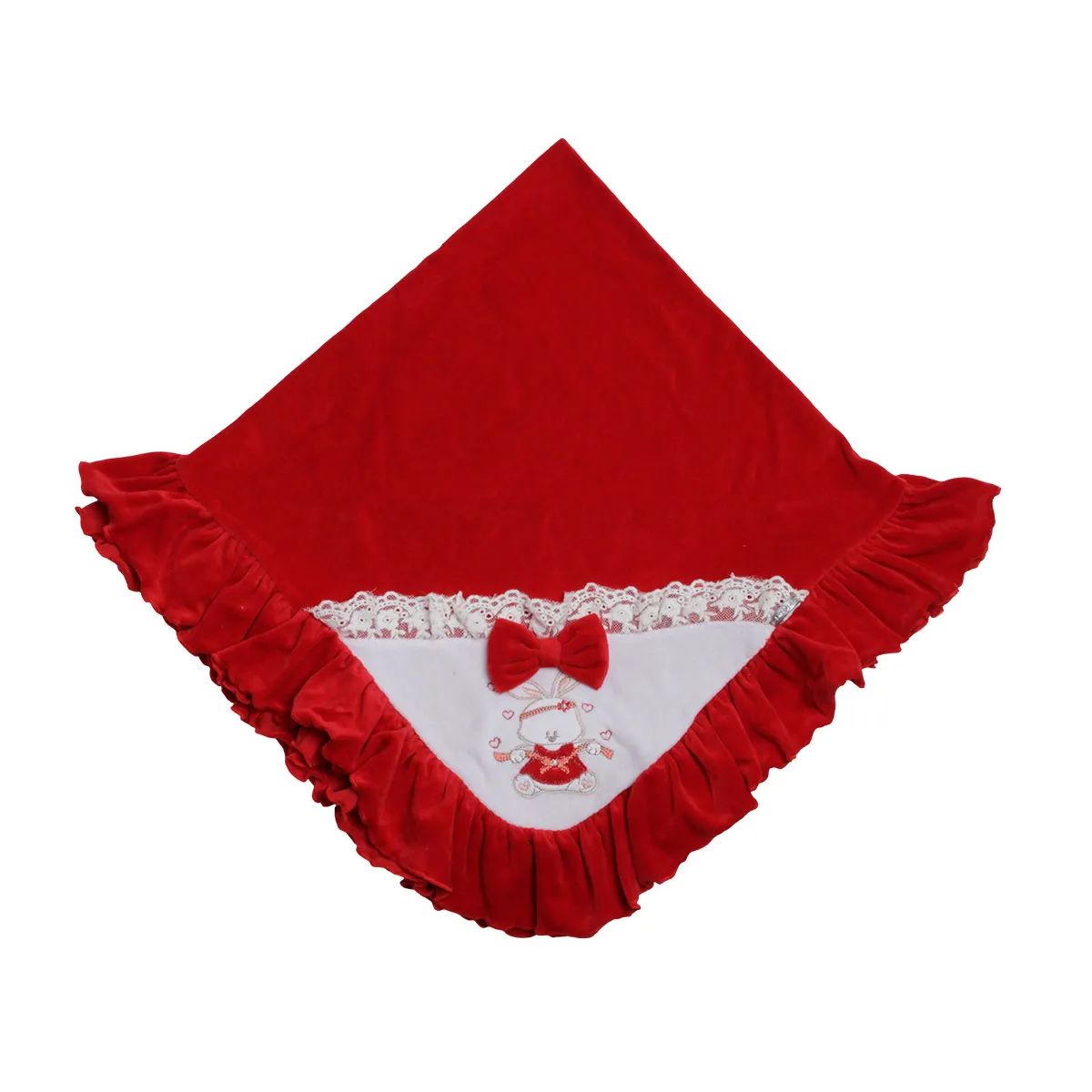 Saída Maternidade Din Don Em Plush Gola Com Renda E Suspensório Vermelho