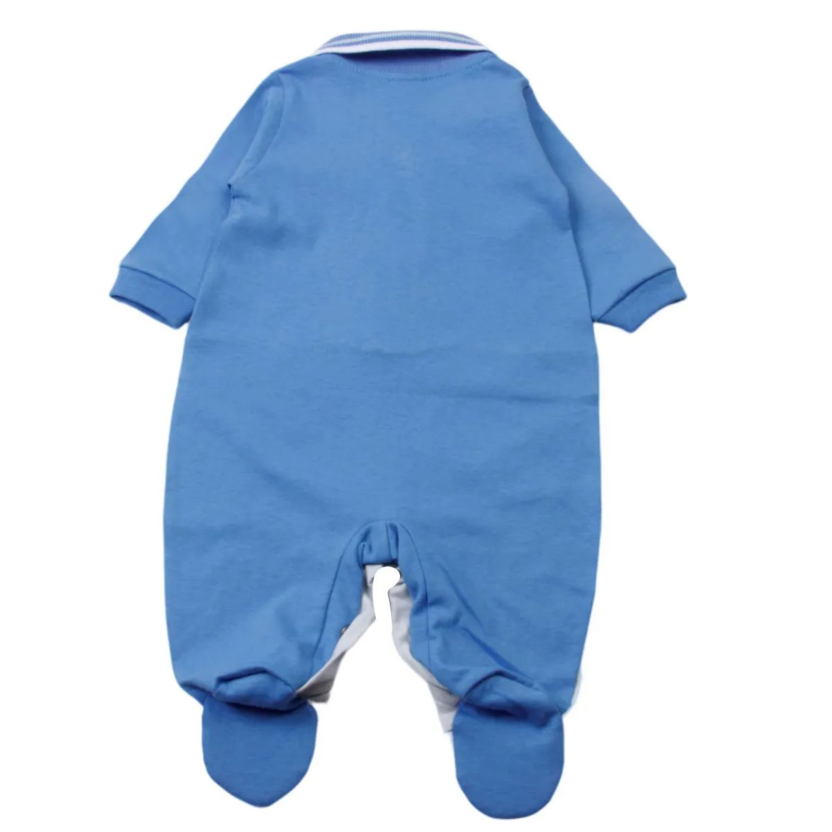 Saída Maternidade Din Don Bordada com Gola Polo Azul Claro