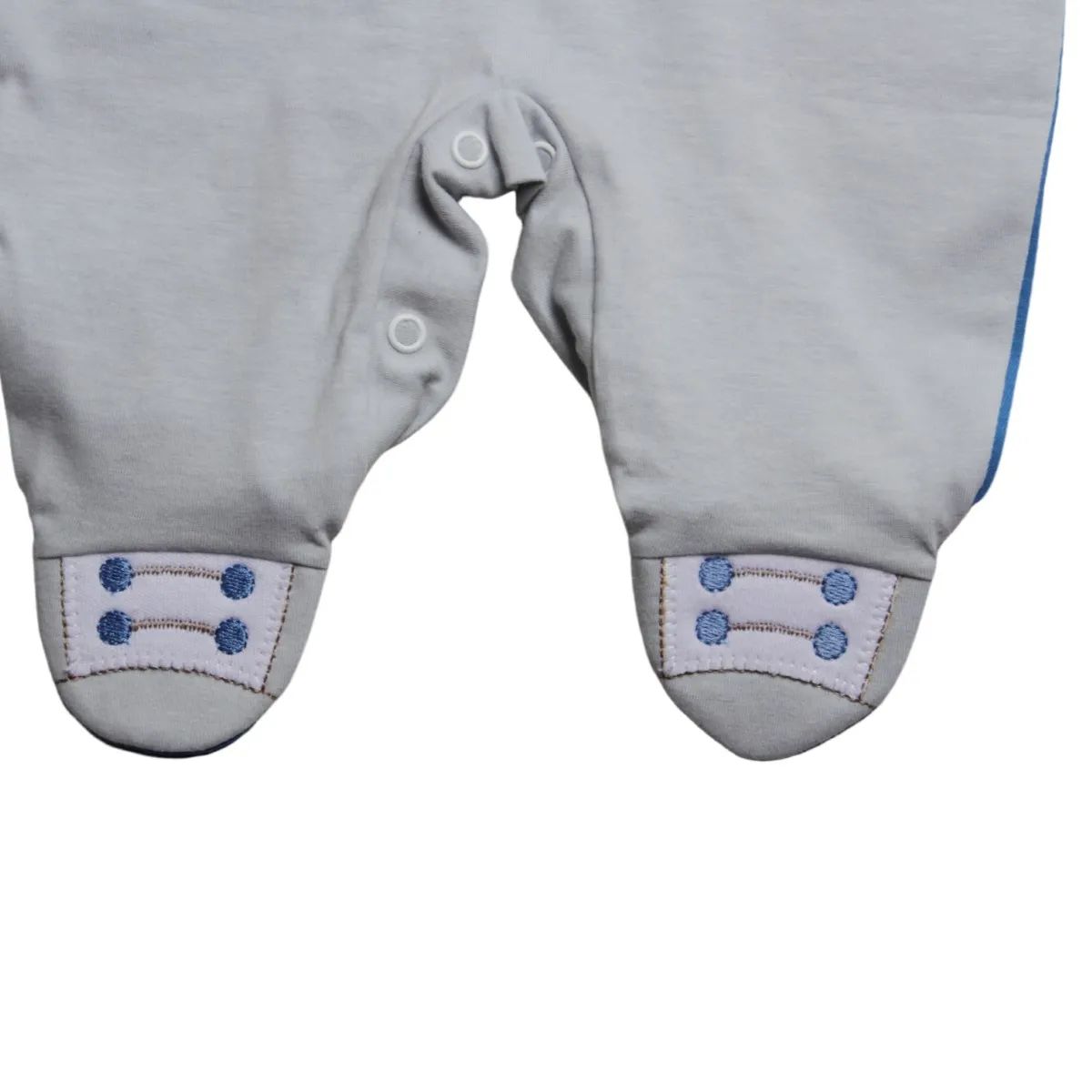 Saída Maternidade Din Don Bordada com Gola Polo Azul Claro