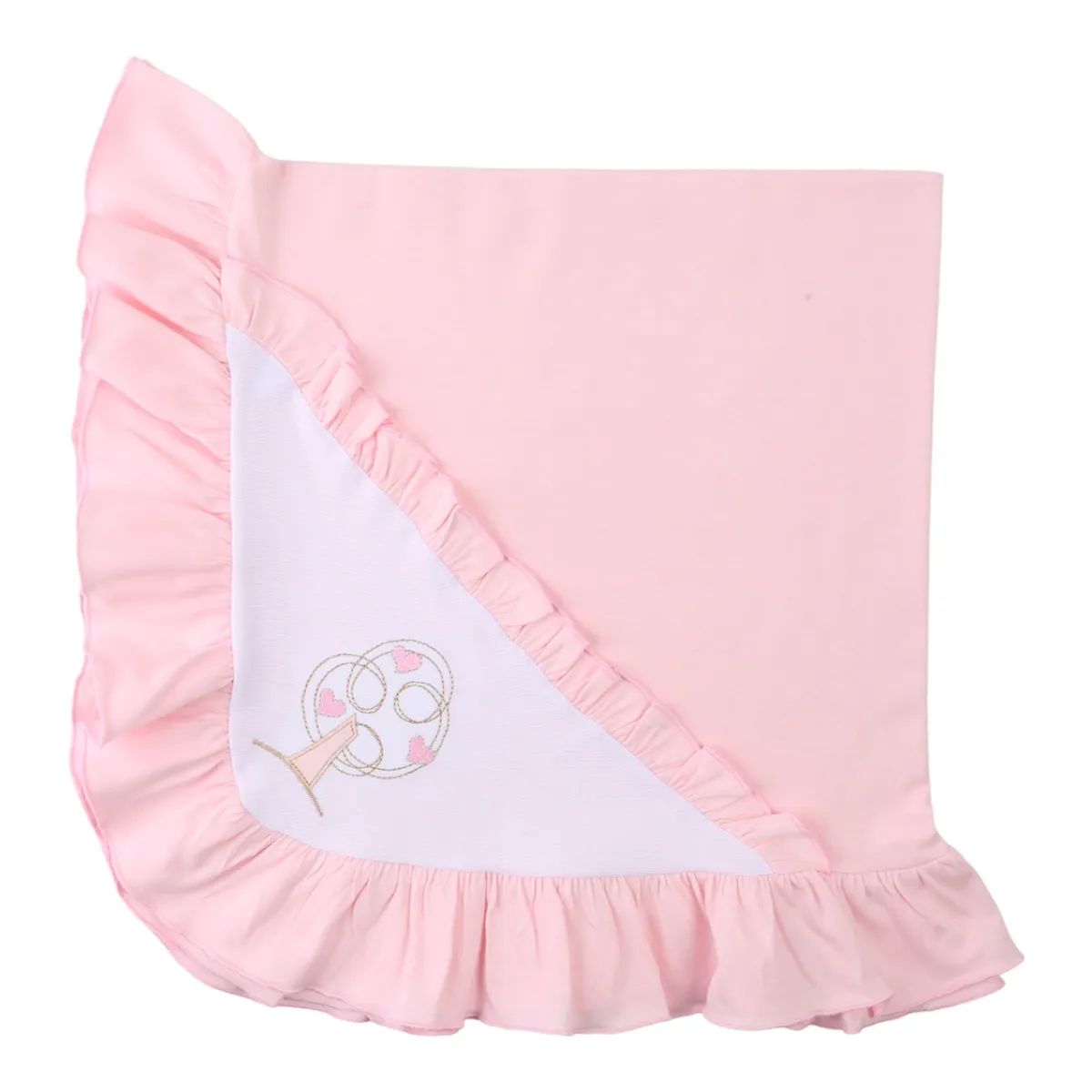 Saída de Maternidade Din Don Bordado Casinha Urso Rosa Claro