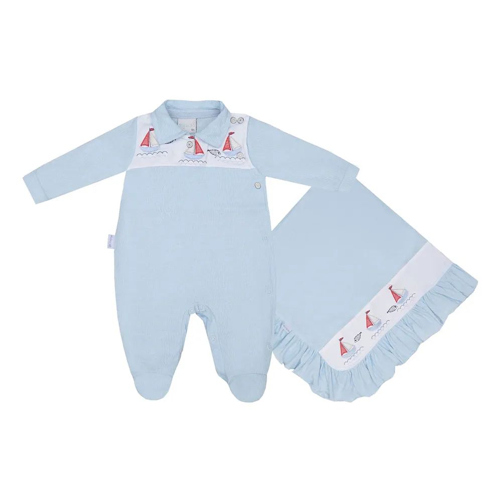 Saída Maternidade Miniclo Bordado Barquinho