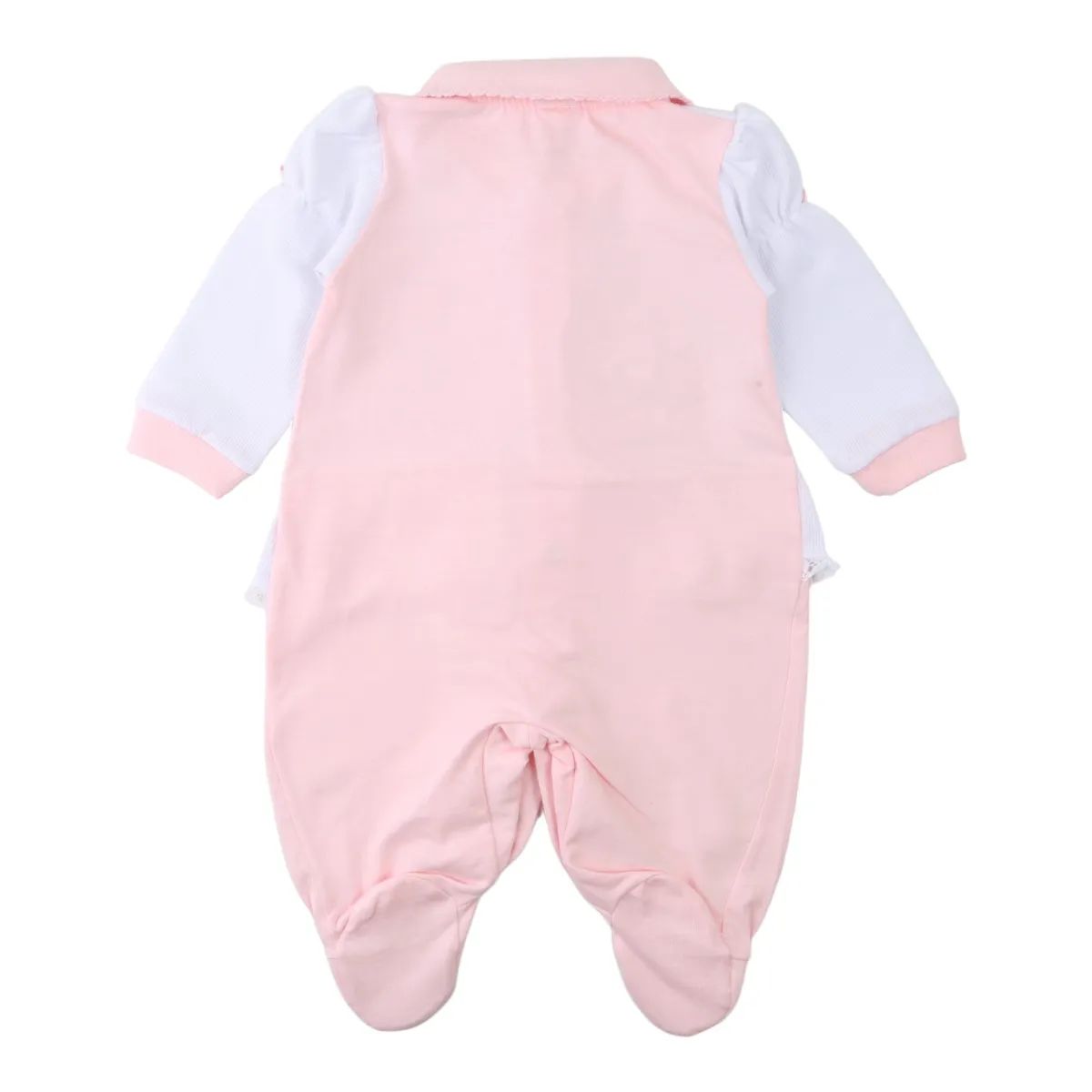 Saída de Maternidade Din Don Bordado Casinha Urso Rosa Claro