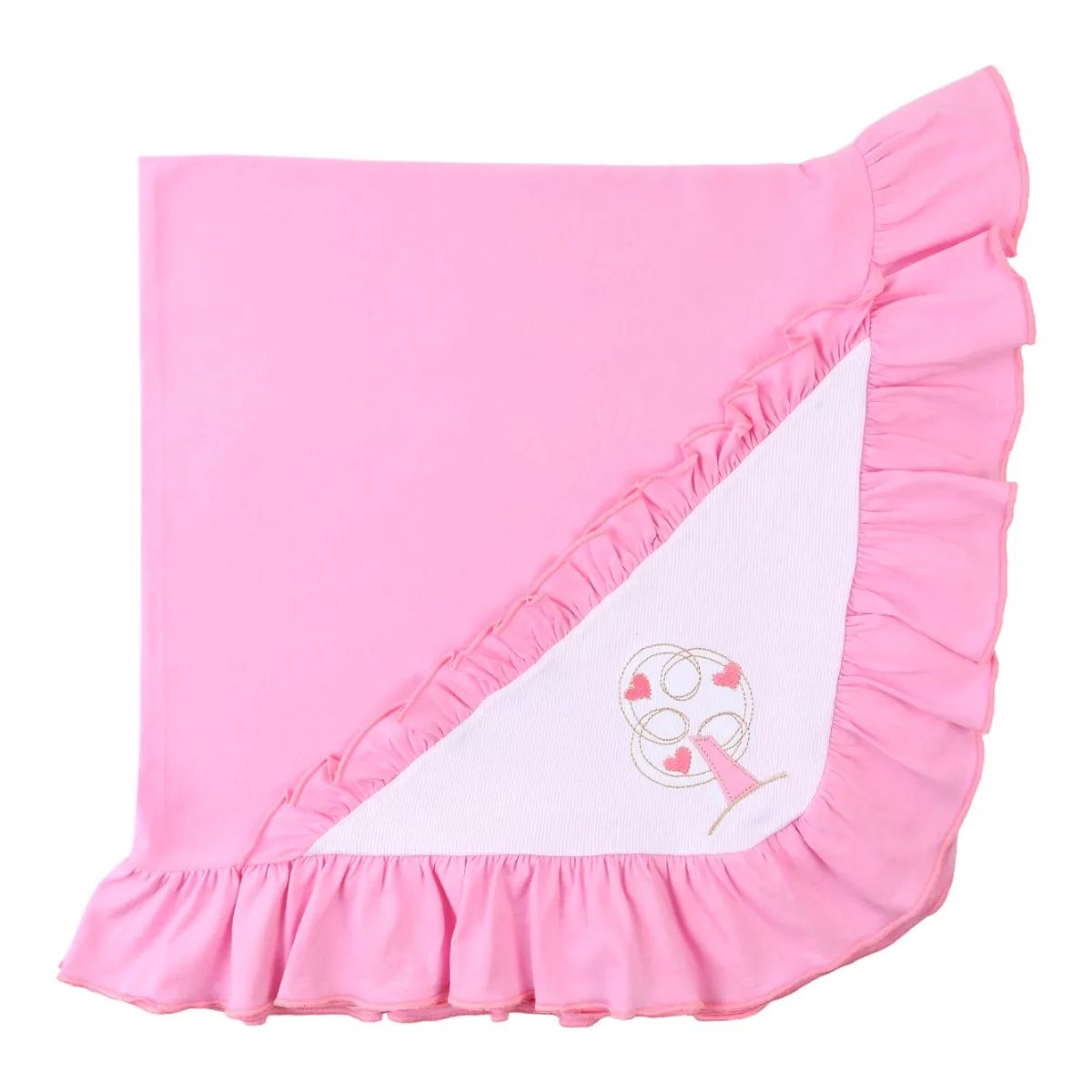 Saída de Maternidade Din Don Bordado Casinha Urso Rosa Claro